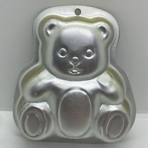 Vintage Teddy Bear Miniature Aluminum Cake Pan - 5.75 Inches